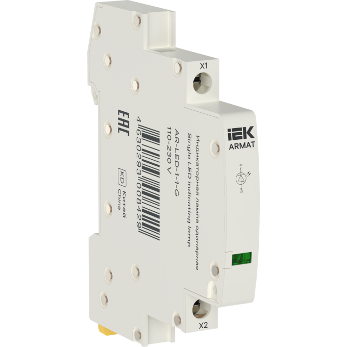 Лампа индикаторная одинарная IEK ARMAT AR-LED-1-1-G LED 110-230В AC