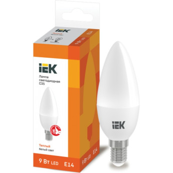 Лампа светодиодная IEK C35 свеча 9Вт 230В 3000К E14 - LLE-C35-9-230-30-E14