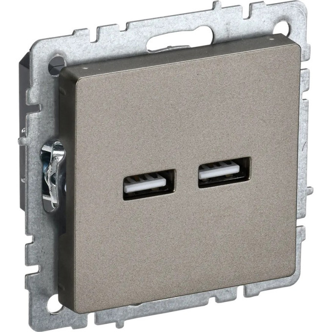Розетка BRITE IEK BR-U21-D31-K37 USB A+A 3.1А РЮ10-1-БрШ шампань