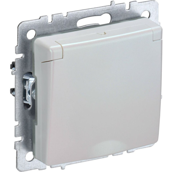 Розетка IEK BRITE с заземлением с защитными шторками и крышкой 16А IP20 РСбш10-3-БрЖ жемчуг BR-R16-16-K36