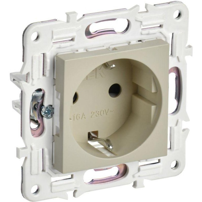 Розетка IEK SKANDY SK-R05B 16А с заземлением/без шторок, бежевый SK-R11-16-K10