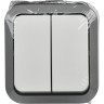 Выключатель двухклавишный IEK TORS 10А IP55 белый TS-V20-0-10-55-K41